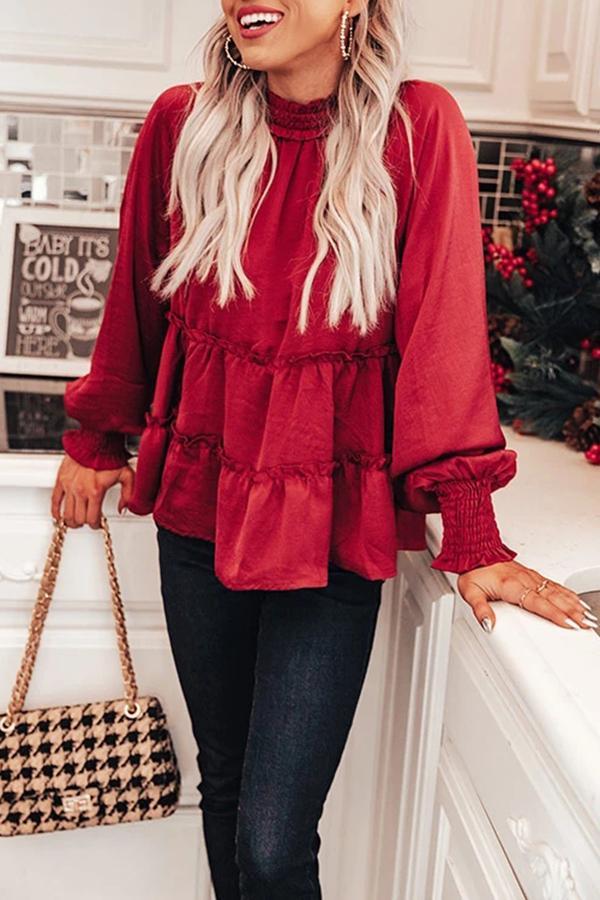 Stylish Casual Cozy Christmas Style Crimped Layering Top