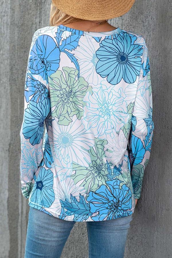 Casual Cozy Stylish Butterfly Print Round Neck Long Sleeves Shirt