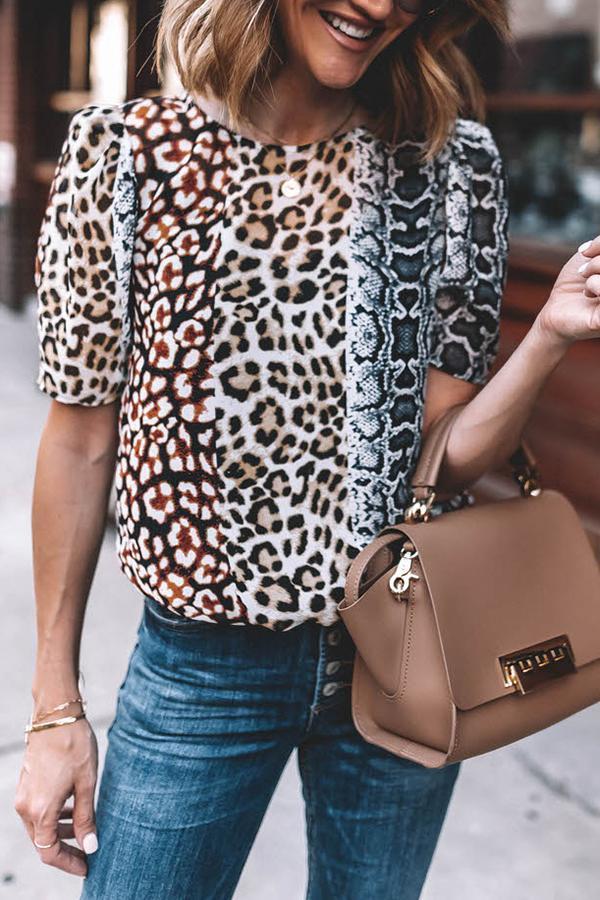 Stylish Vanguard Casual Leopard Print Short Sleeves Shirt