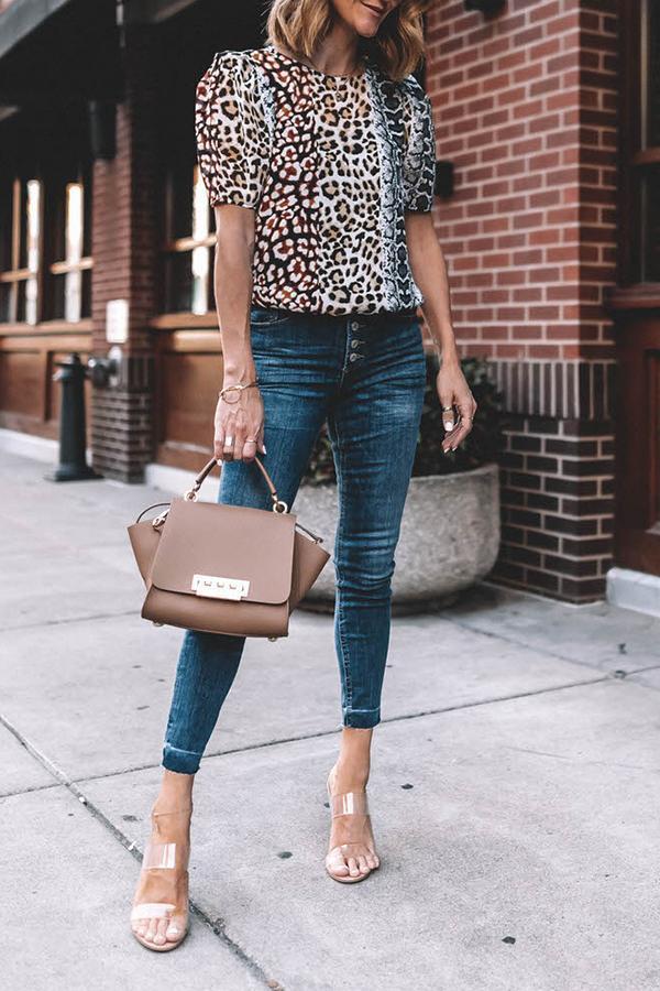 Stylish Vanguard Casual Leopard Print Short Sleeves Shirt