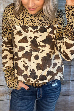 Casual Stylish Leopard Print Patchwork Long Sleeves Shirt