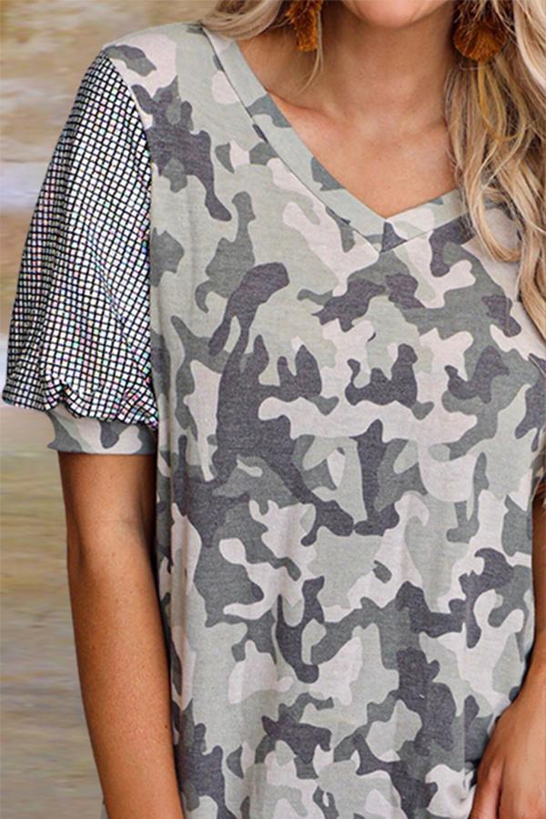 Bold Casual Stylish Camouflage Patchwork Short Sleeves Shirt