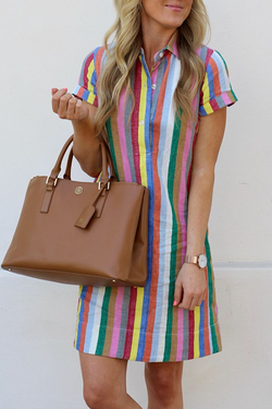 Smart Sweet Colorful Striped Print Dress