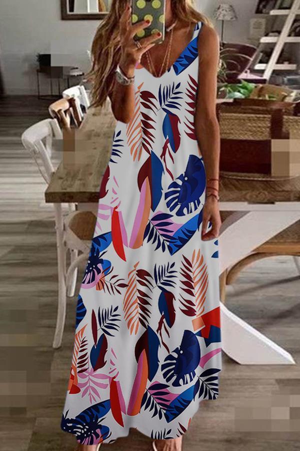 Chic Slim Big Flower Print Sling Dress