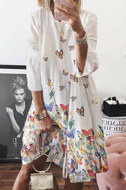 Girly Baggy Butterfly Print Midi Dress