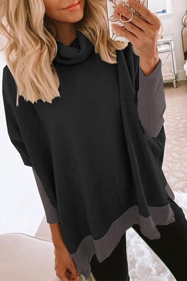 Casual Baggy Pile Collar Solid Color Blouses