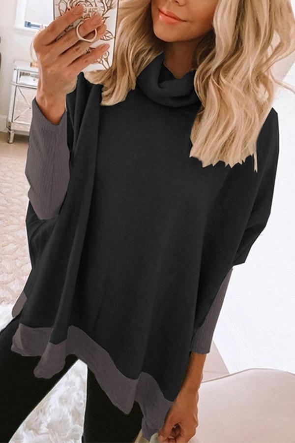 Casual Baggy Pile Collar Solid Color Blouses