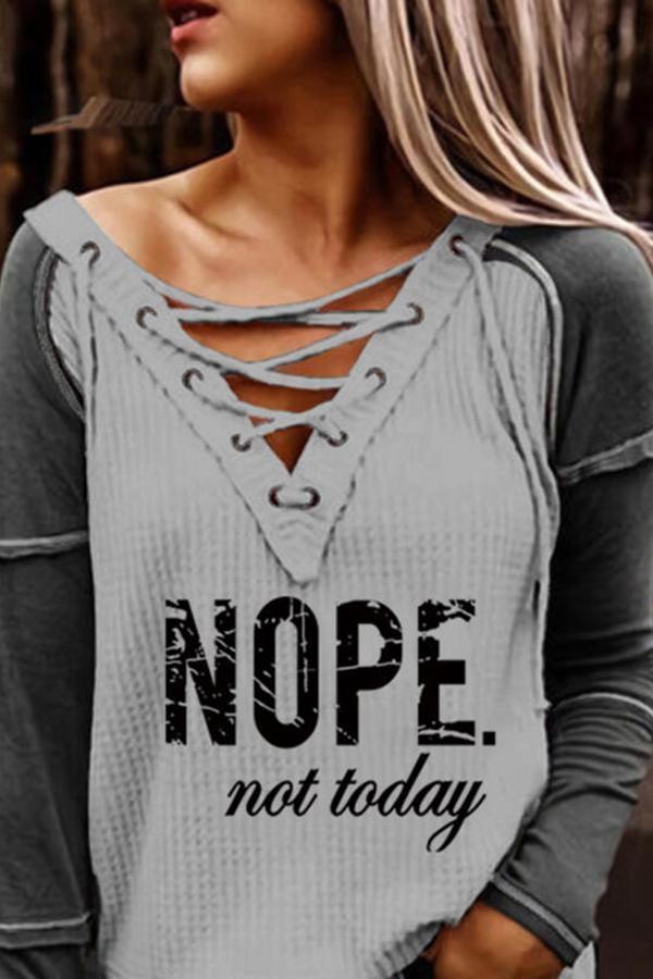 Modern Letter Print V Neck Shirt