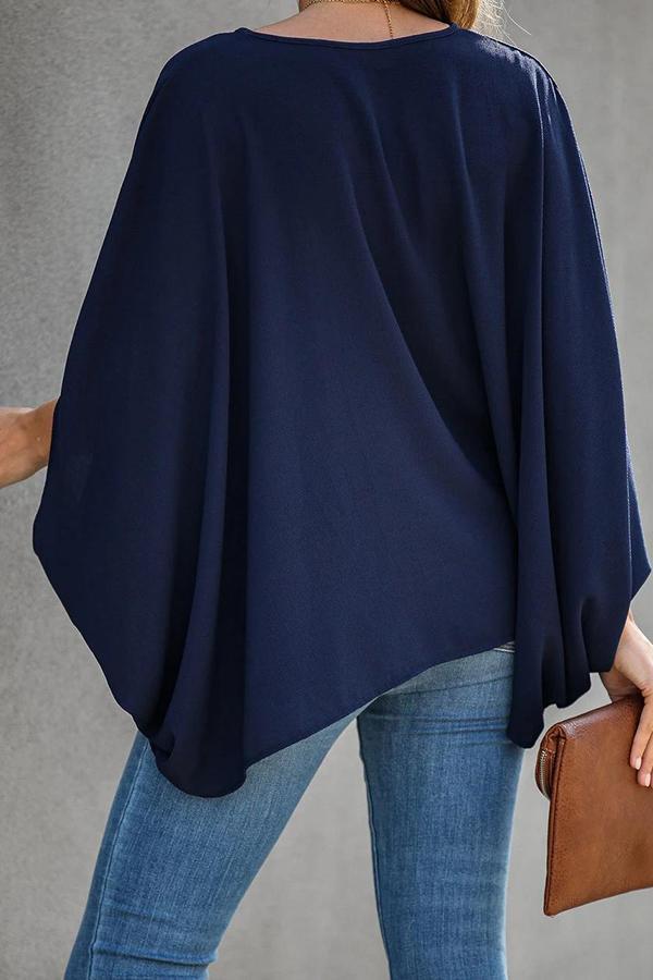 Urban Casual V Neck Batwing Sleeves Shirts