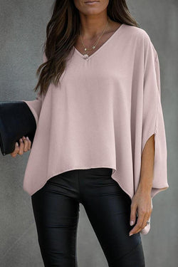 Urban Casual V Neck Batwing Sleeves Shirts