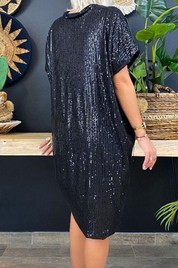 Glitter Temperament Sequins Print Dress