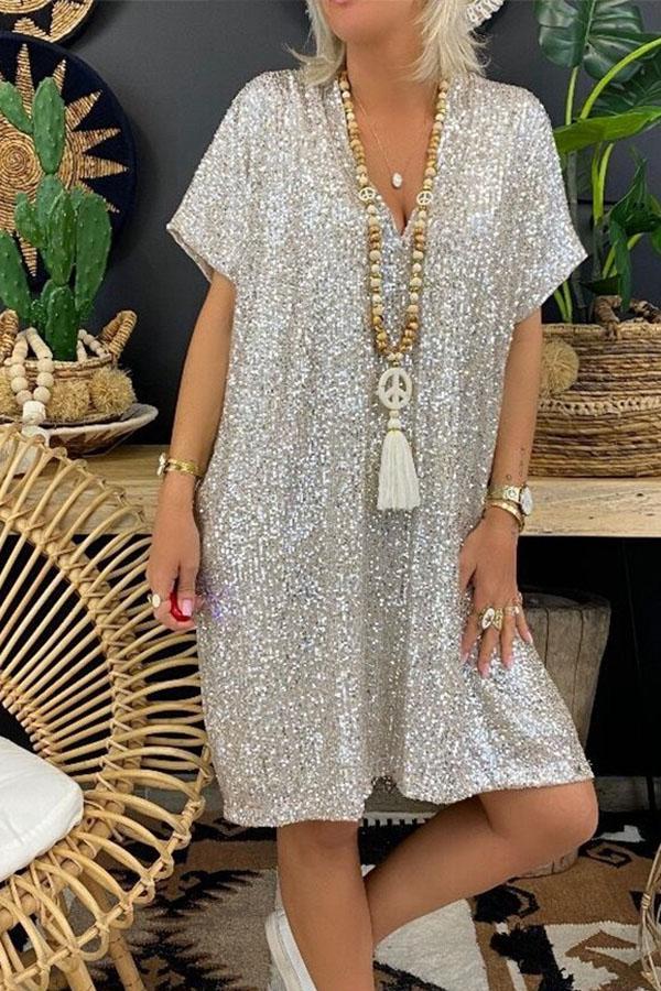 Glitter Temperament Sequins Print Dress