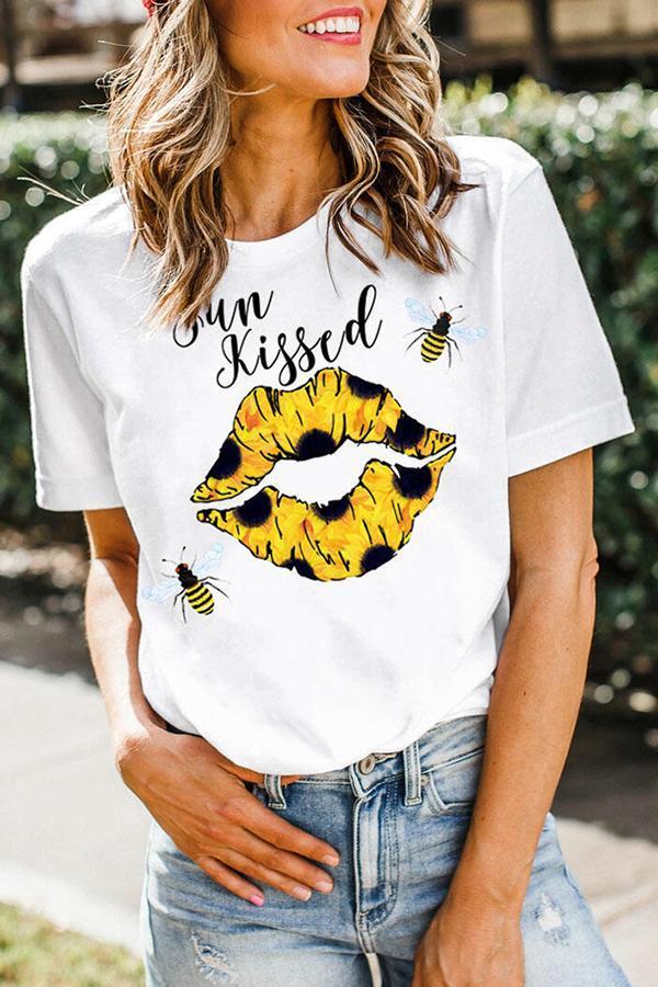 Modern Sunflower Lips Bees Shirts