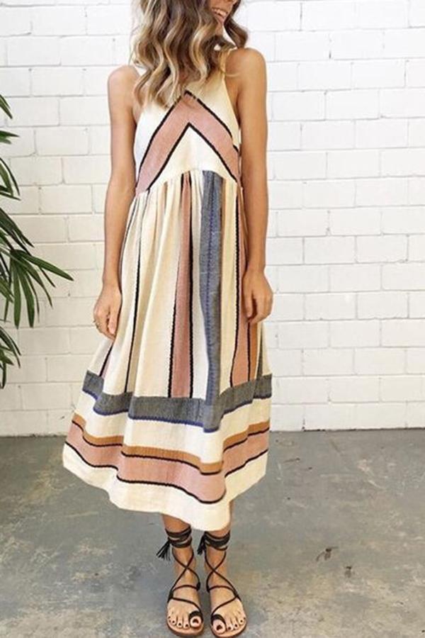 Smart Geometric Print Sleeveless Dress