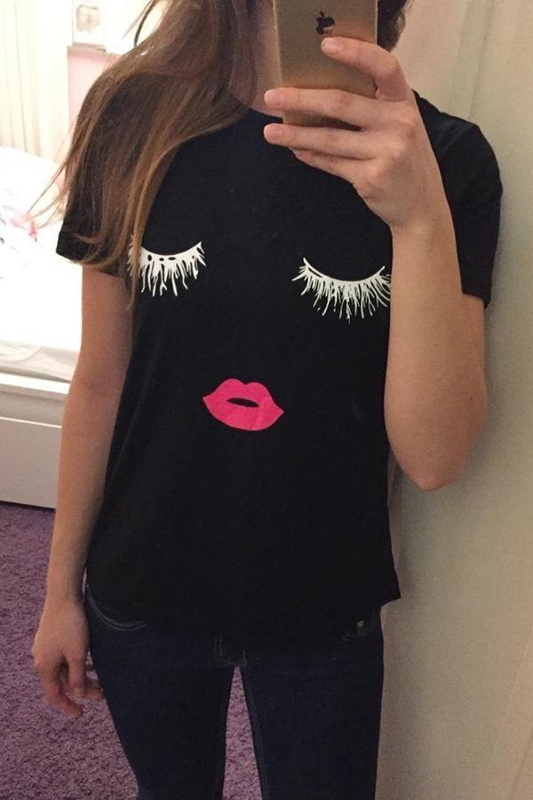 Cuite Lips Print Shirts