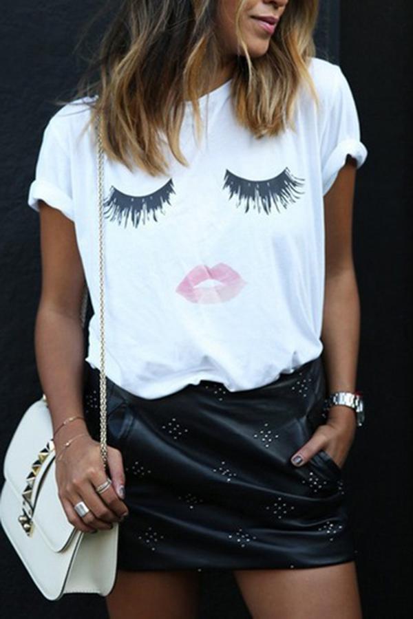 Cuite Lips Print Shirts