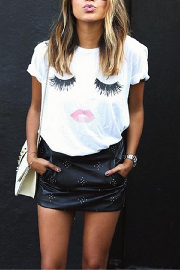 Cuite Lips Print Shirts