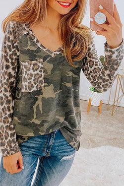 Wild Leopard Camouflage Patchwork Shirts