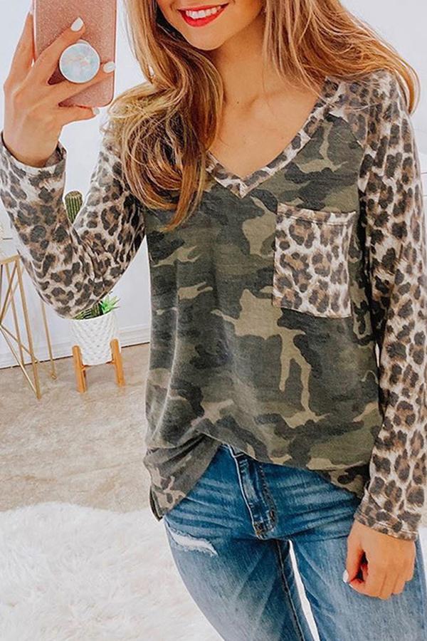 Wild Leopard Camouflage Patchwork Shirts