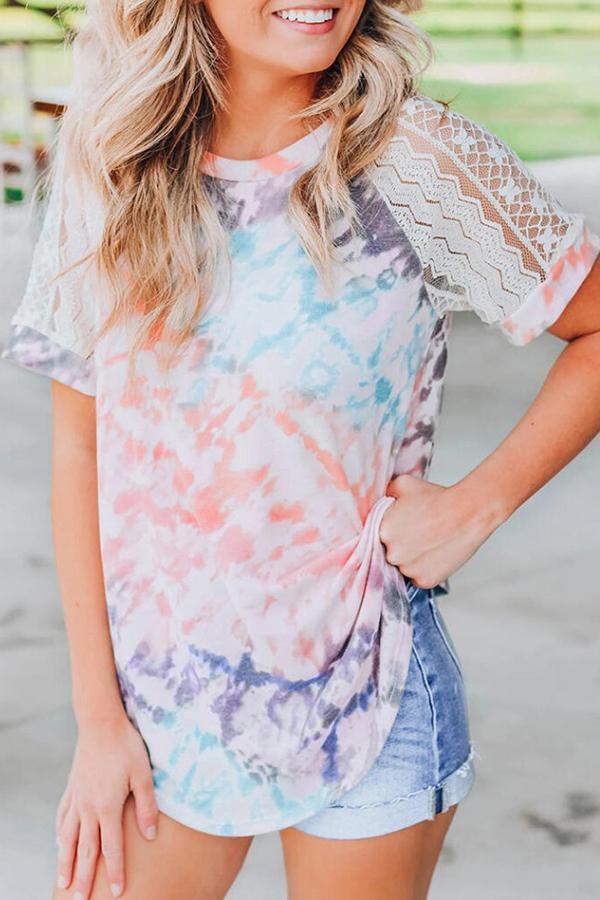 Girly Tie Dye Lace Shirts