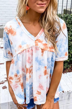 Stylish Tie Dye V Shirt