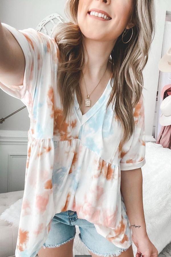 Stylish Tie Dye V Shirt