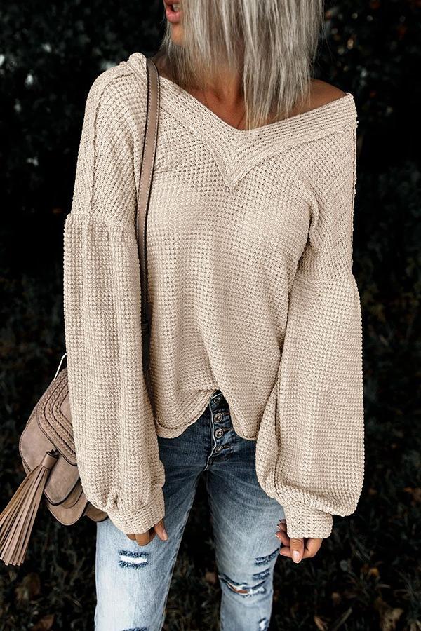 Urban Knitted V Lantern Sleeves Blouses