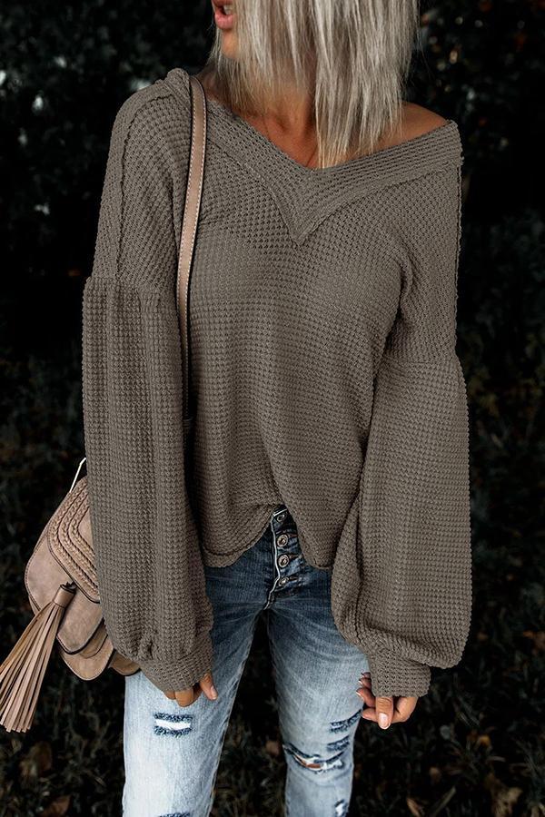 Urban Knitted V Lantern Sleeves Blouses