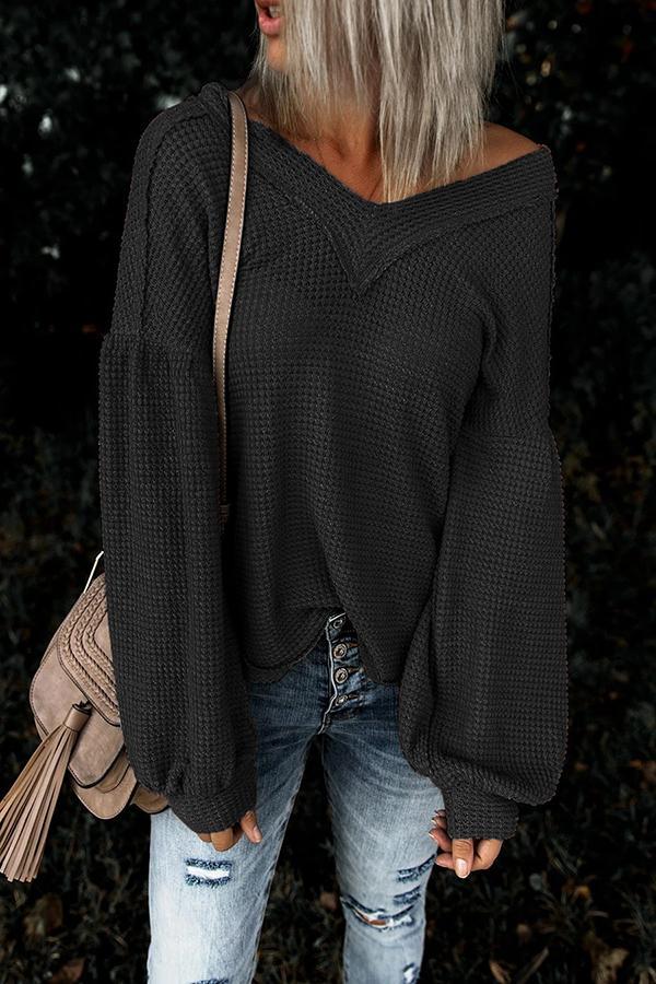 Urban Knitted V Lantern Sleeves Blouses