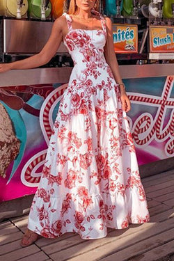 Fashion Sexy Sleeveless Printing Maxi Dress