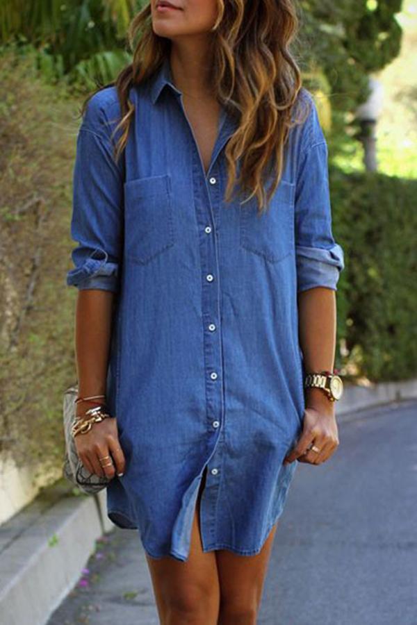 Classic Pockets Denim Dress