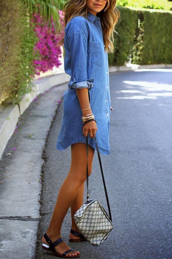 Classic Pockets Denim Dress