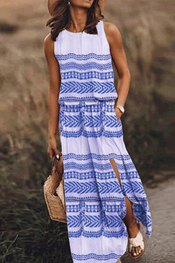 Charming Geometric Print Sleeveless Dress