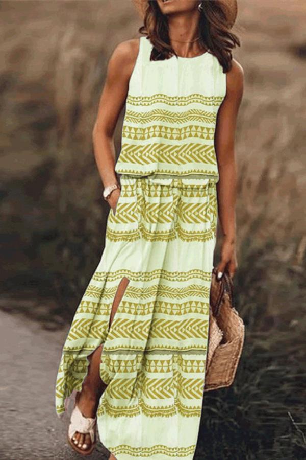 Charming Geometric Print Sleeveless Dress