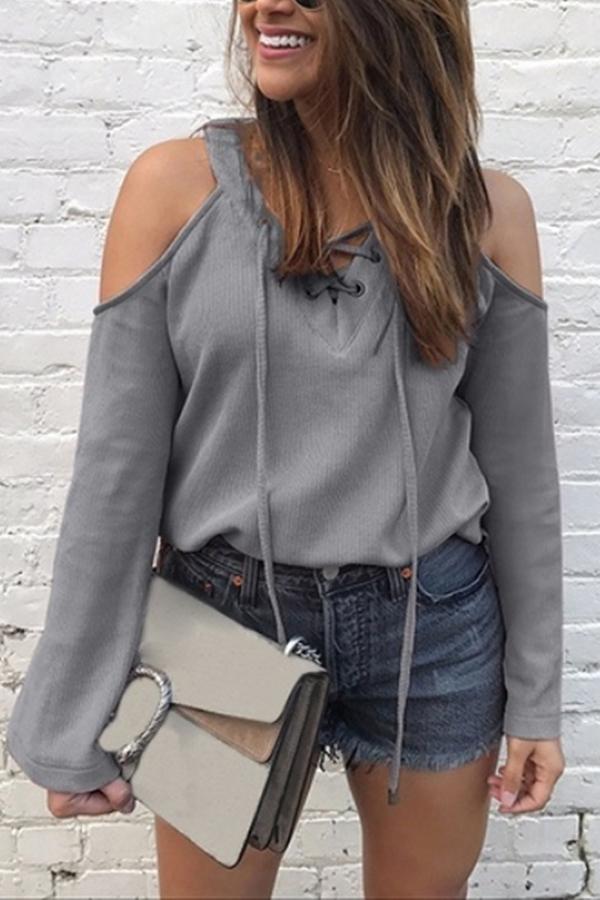 Stylish Sexy Casual  V-Neck Blouse