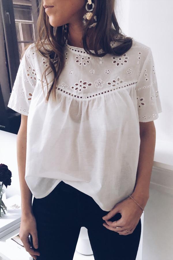 Sweet Hollow Embroidery Shirt