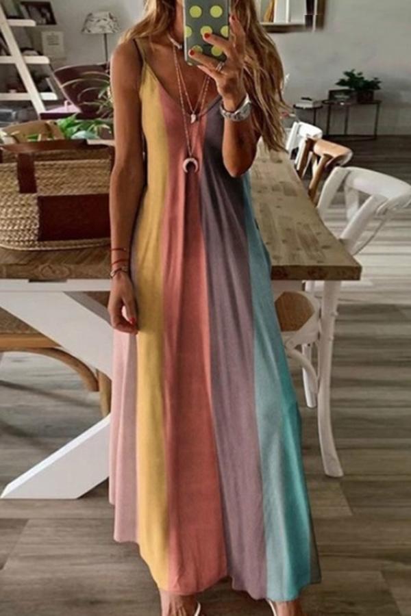 Glamorous Colorful Contrast Sling Dress