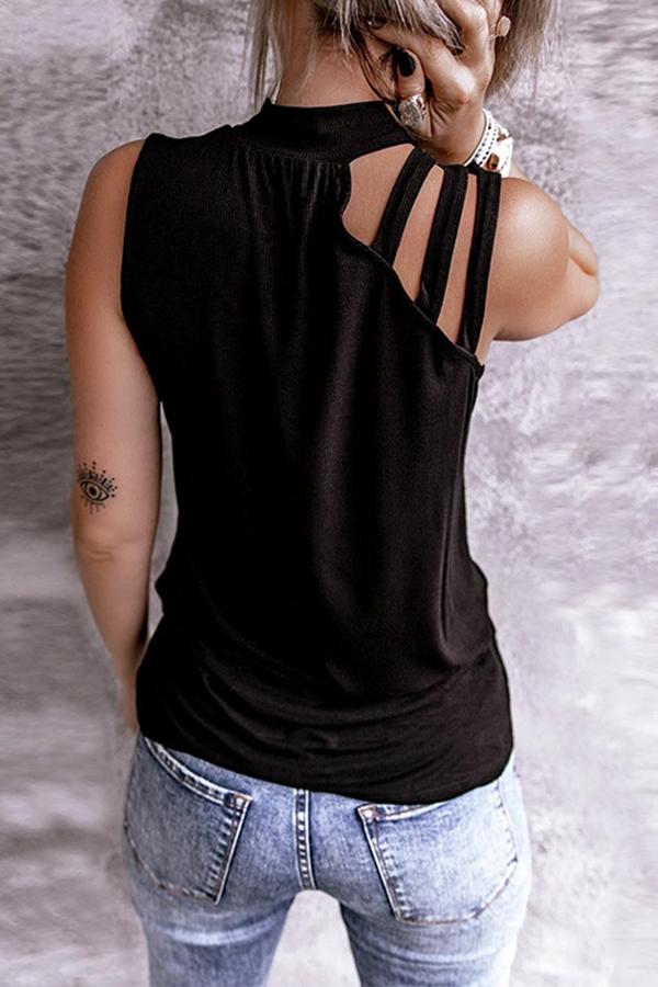 Urban Grid Halter Slim Sleeveless Shirt