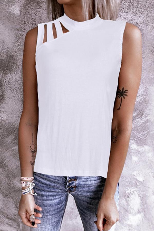 Urban Grid Halter Slim Sleeveless Shirt