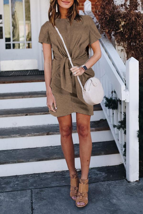 Simplicity Solid Color Knotted Dress