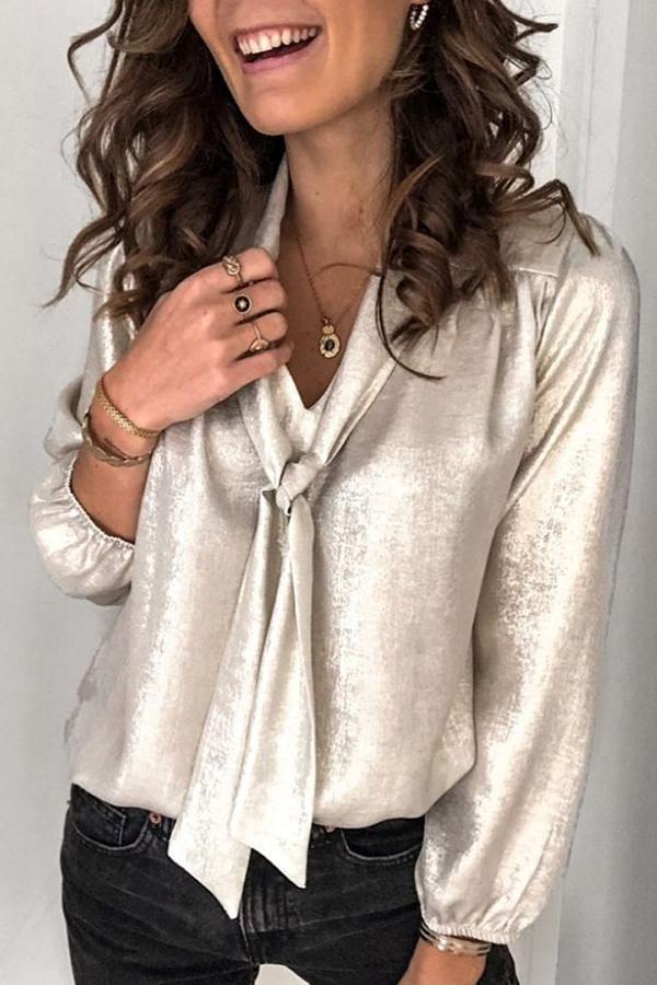 Trendy Necktie V Neck Top