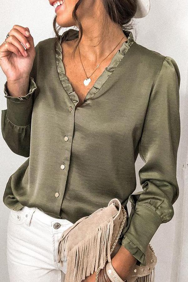 Trendy Lacework V Neck Shirt