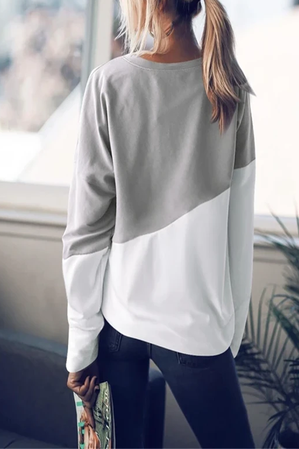 Loose Round Neck Contrast Color Top